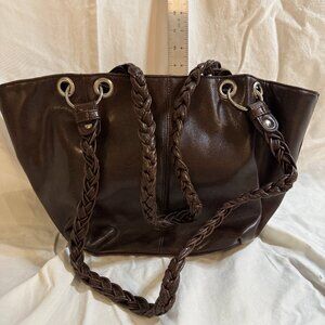 Brown, Braided handle purse